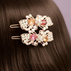 Artisanal Crystal Bloom Hair Pins – Radiant Pair of High-Fashion Statement Jewelry