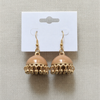 Metallic Engraved Jhumka Earrings – Traditional Patterned Drop Earrings.