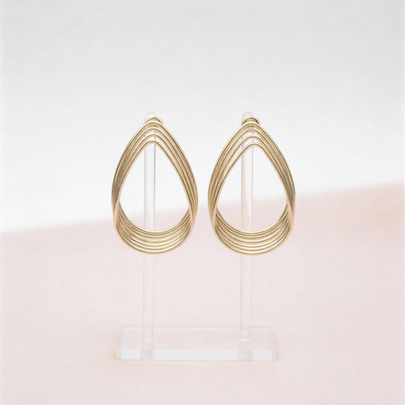 Radiant Multi-Layered Teardrop Studs – Modern Architectural Boutique Earrings