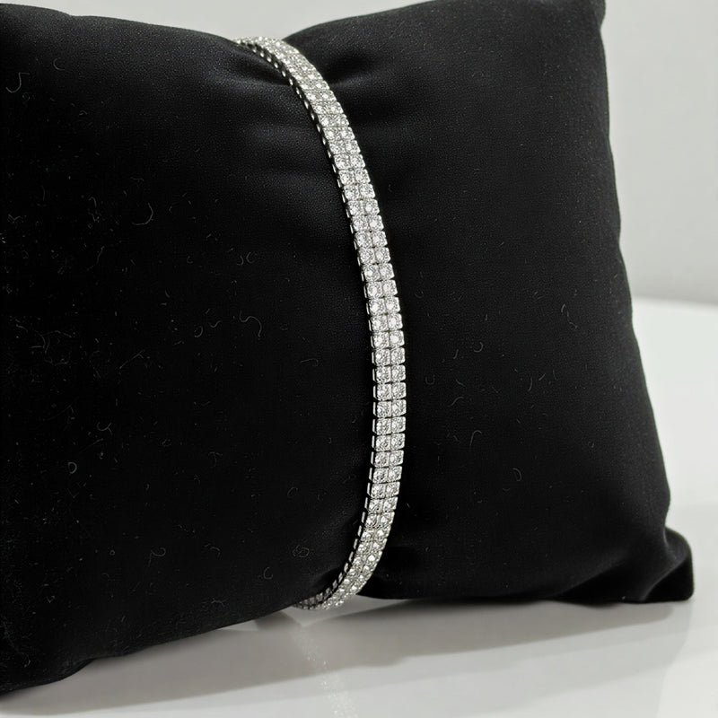 Dazzling Gold-Tone Floral Bracelet – Multi-Strand Crystal Studded Cuff