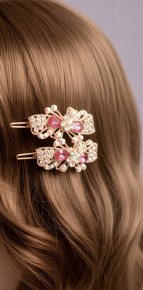Ethereal Crystal Petal Pins – Exquisite Pair of Boutique Hair Jewelry