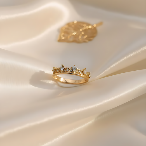 The Empress Crown Ring - Elegant Gold Tiara Statement Band | One Jewellery Store