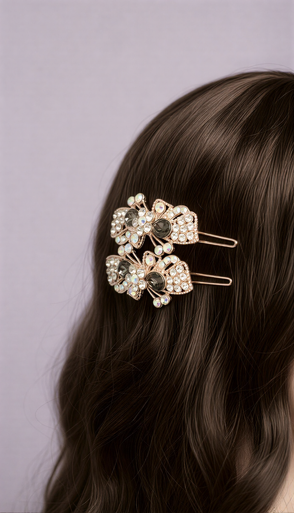 Artisanal Crystal Bloom Hair Pins – Radiant Pair of High-Fashion Statement Jewelry