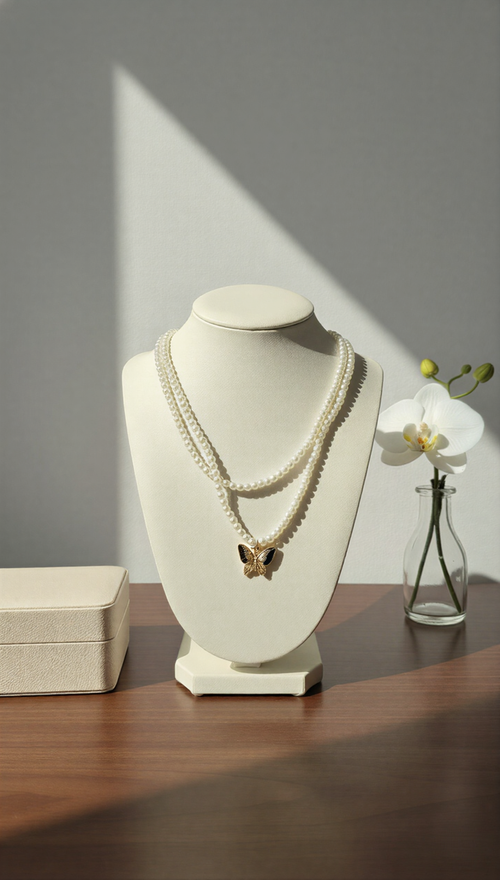 Classic Multi-Layered Golden Bead Mala – Traditional Long Strand Statement Necklace .