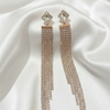 Sparkling Crystal Tassel Drop Earrings – Long Fringe Party Wear (Available in 3 Colors)