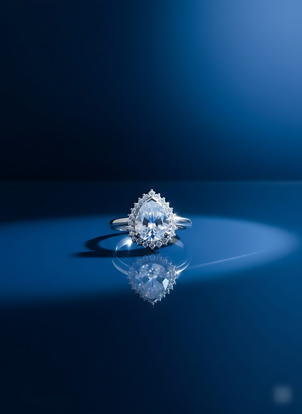 Aurora Pear Cut Teal Halo Ring - Gold-Tone Statement Piece | One Jewellery Store