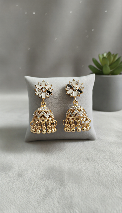 Artisan Matte Bloom Jhumka Earrings – Handcrafted Floral Bell & Bead Collection