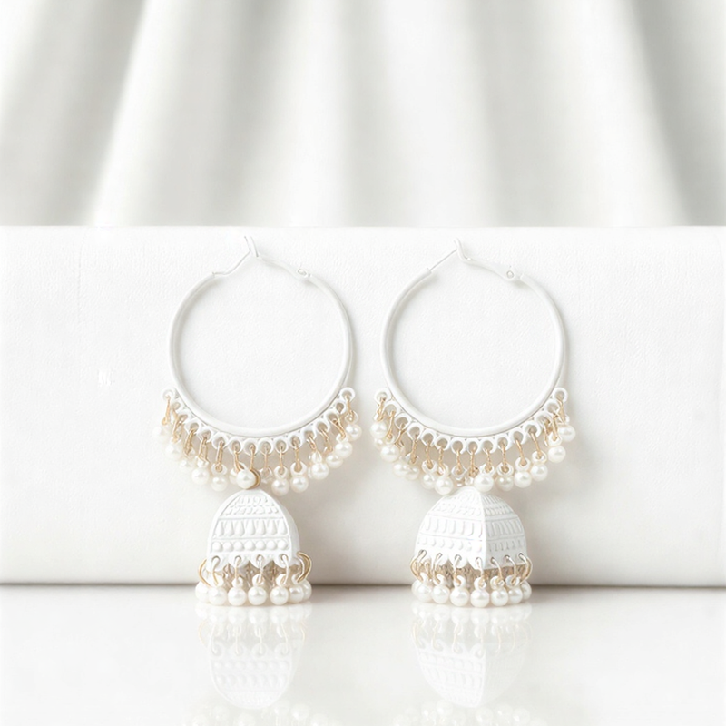 Elite Matte Lattice Jhumka Hoops – Handcrafted Gilded Boutique Jewelry
