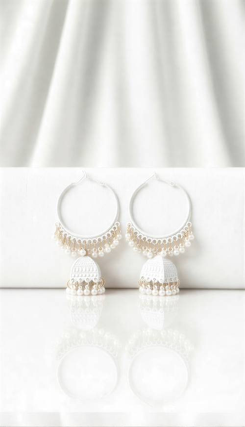 Elite Matte Lattice Jhumka Hoops – Handcrafted Gilded Boutique Jewelry