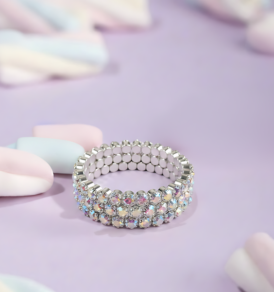 One Jewellery Kids Adjustable Bracelet for Girls – Silver Polished with Multi-Color Stones