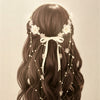 Ethereal Floral & Pearl Cascading Suite – Romantic Ribbon Bow Hair Accessory