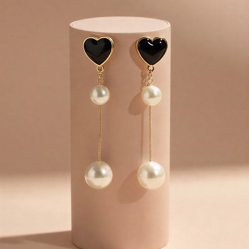 Elegant Pearl Double Drop Earrings – Signature Golden Collection