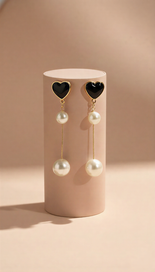 Elegant Pearl Double Drop Earrings – Signature Golden Collection