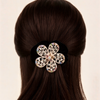 Premium Floral Pony Holder | Elastic Filigree Hair Tie with Crystals .