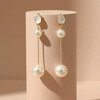 Modern Pearl Double Drop Earrings – Geometric Triangle & Teardrop Collection