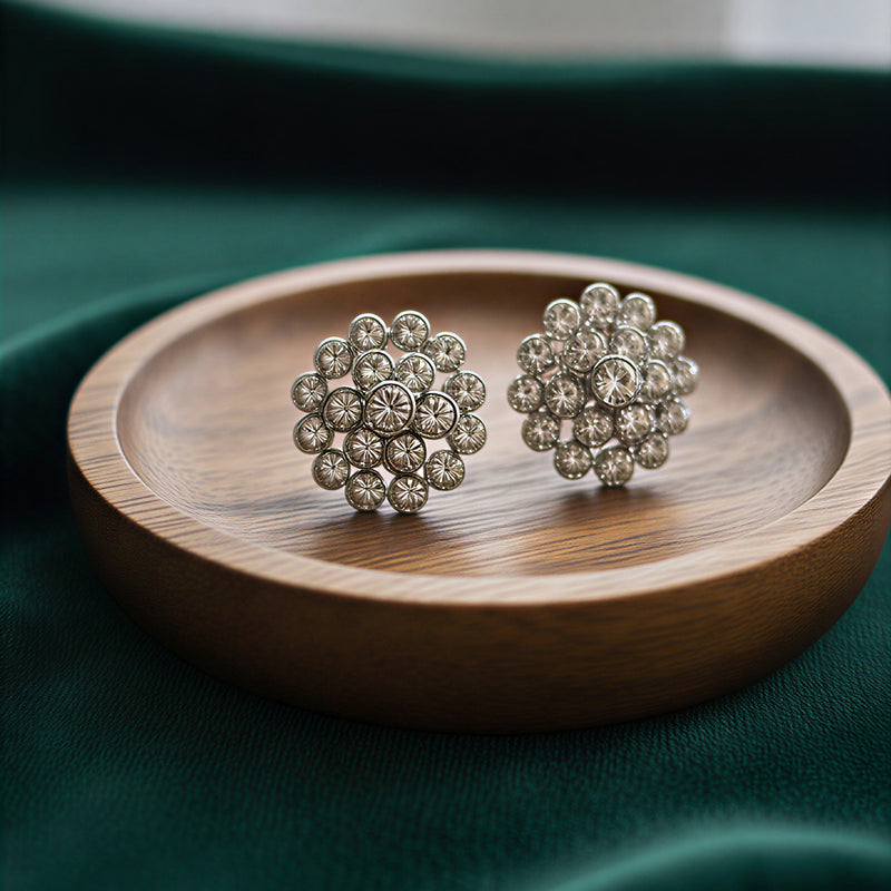 Crystal Blossom Stud Earrings – Elegant Floral Cluster Design
