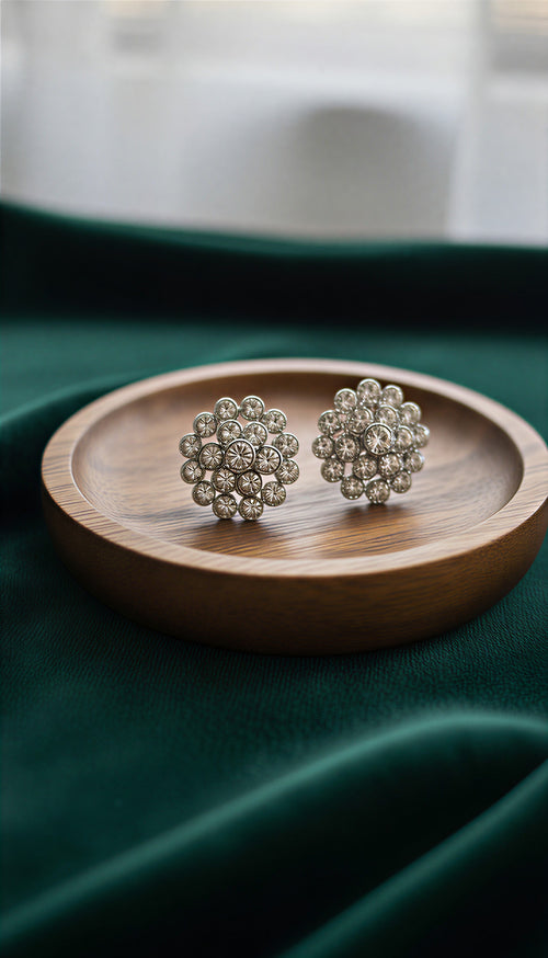 Crystal Blossom Stud Earrings – Elegant Floral Cluster Design