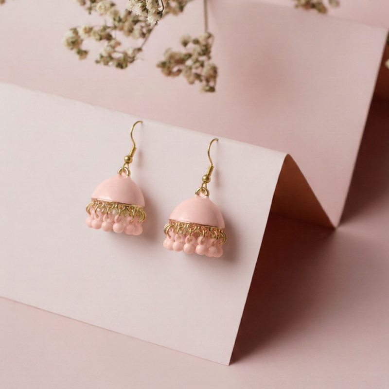 Sculpted Metallic Jhumka Earrings – Bold Textured Fashion Drops