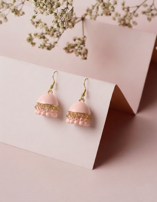 Sculpted Metallic Jhumka Earrings – Bold Textured Fashion Drops