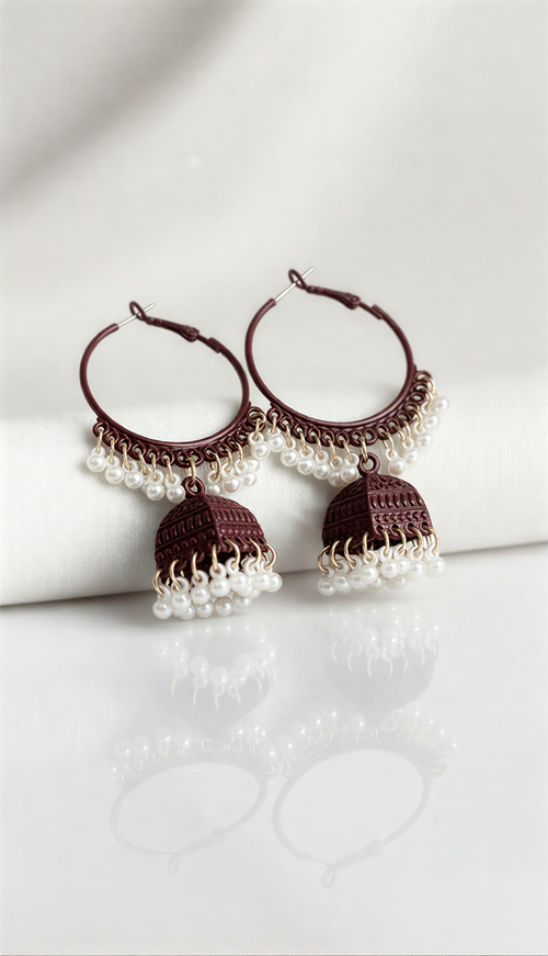 Bespoke Gilded Matte Jhumkas – Artisanal Filigree Statement Hoops