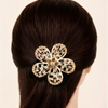 Premium Floral Pony Holder | Elastic Filigree Hair Tie with Crystals .
