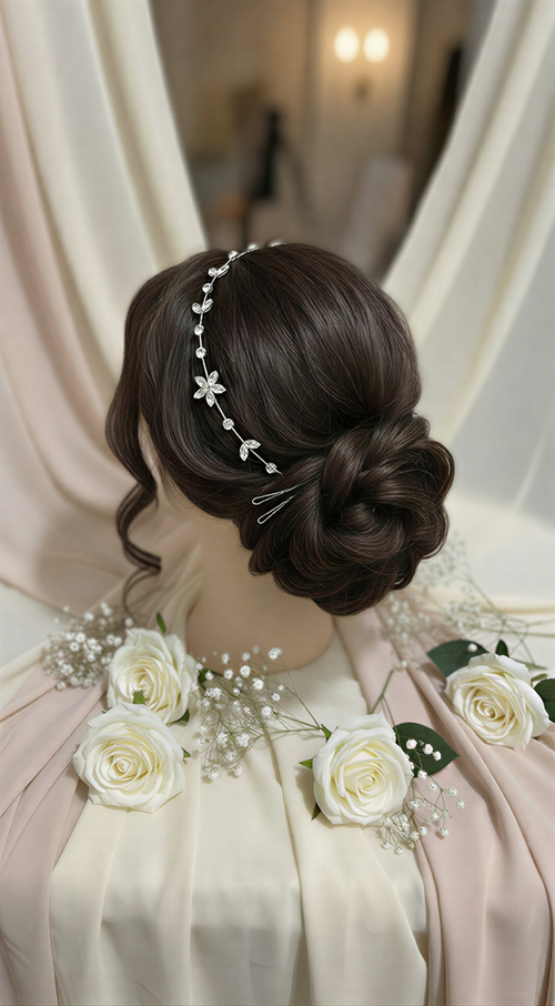 Shimmering Crystal Bridal Hair Vine – Delicate Floral Wedding Headpiece .