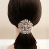 Luxury Floral Pony Holder | Crystal Filigree Elastic Hair Tie .