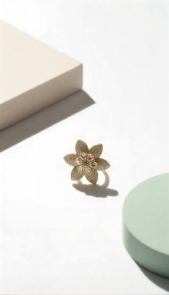 Radiant Crystal Floral Statement Ring – Exquisite Handcrafted Petal Jewelry