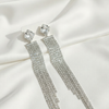 Sparkling Crystal Tassel Drop Earrings – Long Fringe Party Wear (Available in 3 Colors)