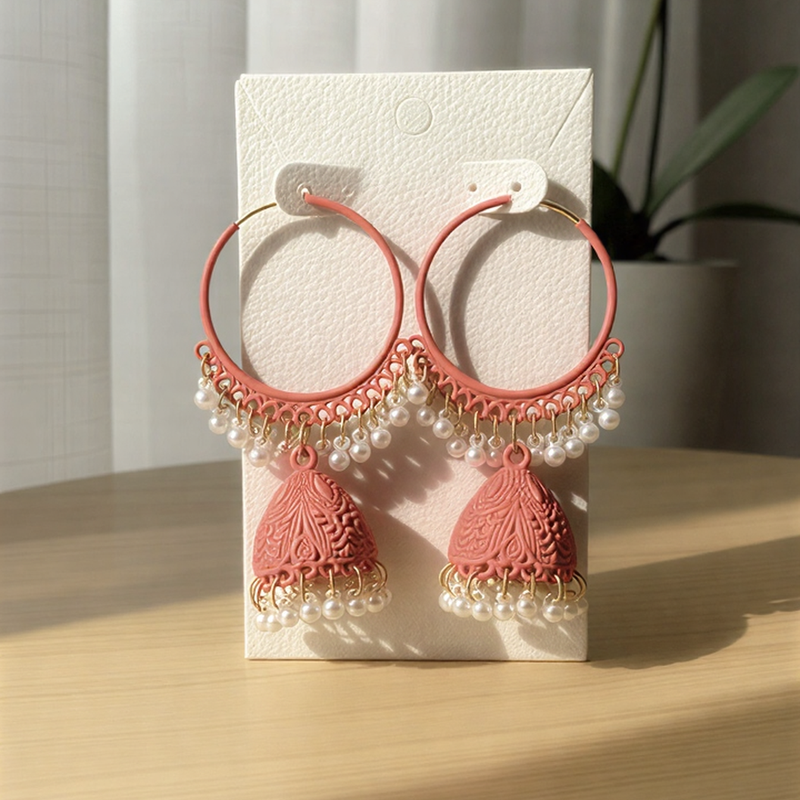 Iconic Signature Noir Hoops – Gold-Trimmed Contemporary Filigree Jhumkas