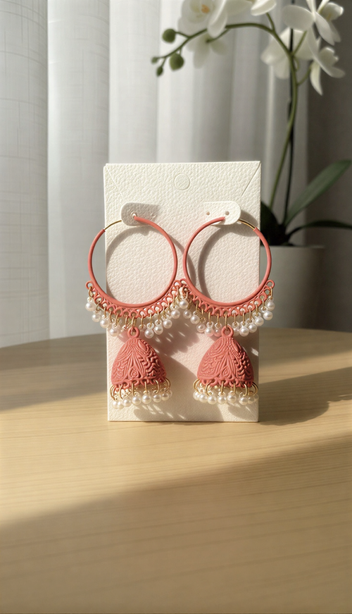 Iconic Signature Noir Hoops – Gold-Trimmed Contemporary Filigree Jhumkas