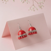 Metallic Engraved Jhumka Earrings – Traditional Patterned Drop Design