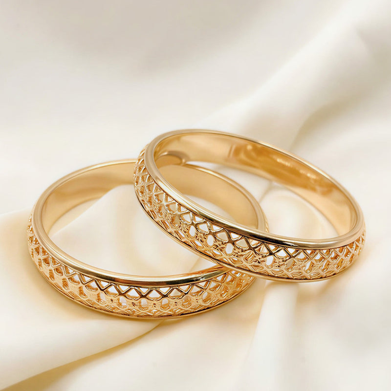 Elegant Filigree Lattice Bangle Set – Available in Gold & Silver Tone