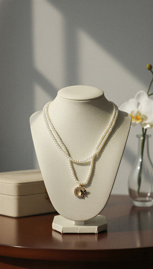 Classic Multi-Layered Golden Bead Mala – Traditional Long Strand Statement Necklace.