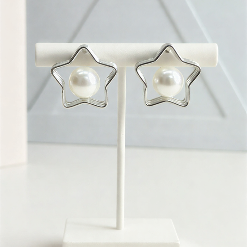 Classic Royal Pearl Studs – Elegant White Shell Pearls