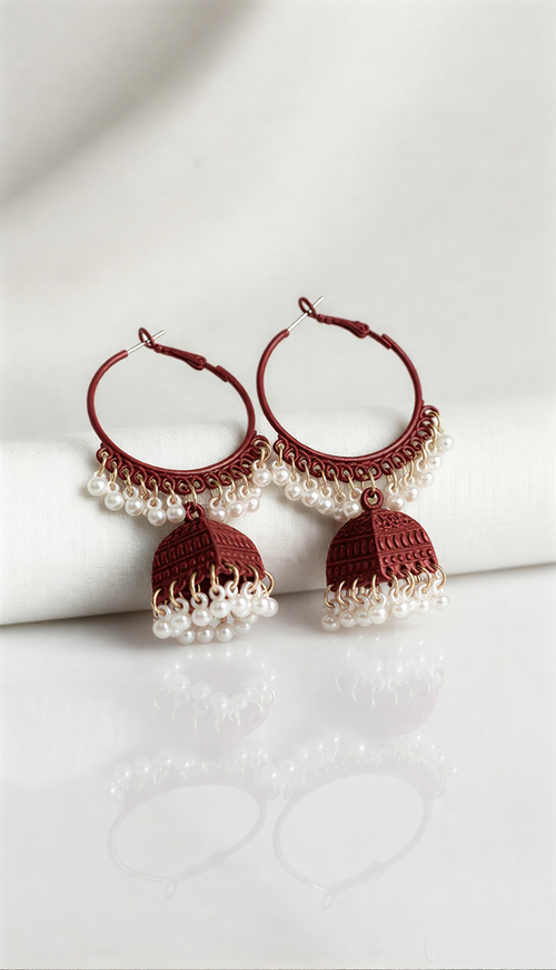 Couture Matte Heritage Jhumkas – Handcrafted Gilded Boutique Statement Hoops