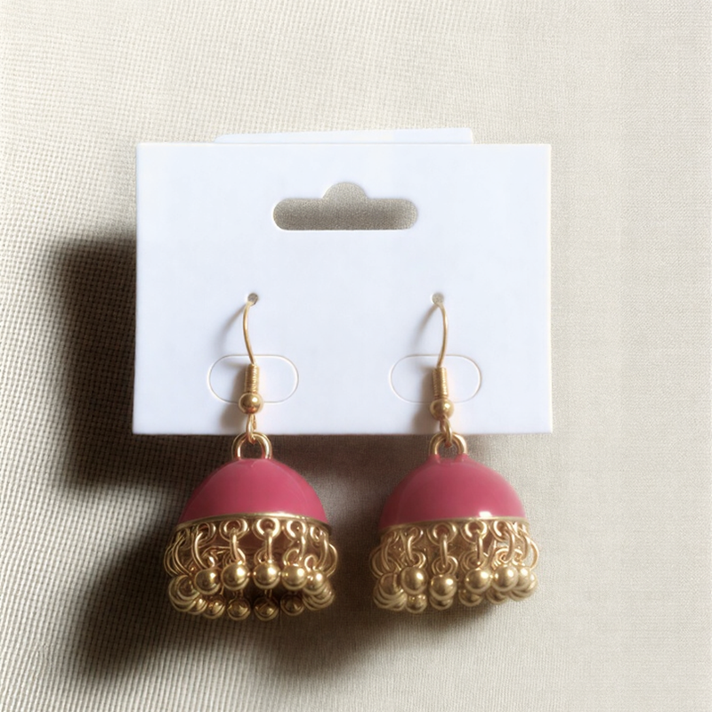 Metallic Engraved Jhumka Earrings – Traditional Patterned Drop Earrings .