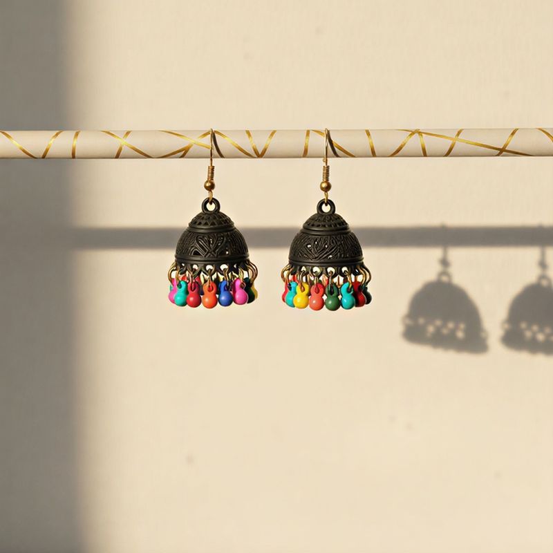 Traditional Matte Enamel Jhumka Earrings – 10 Color Collection