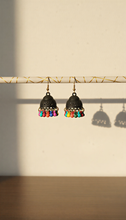 Traditional Matte Enamel Jhumka Earrings – 10 Color Collection