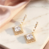 Royal Emerald Green Square Drop Earrings – Crystal Halo Geometric Dangles
