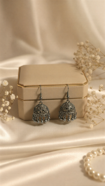 Artisan Matte Bloom Jhumkas – Handcrafted Floral Bell & Bead Collection