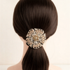 Luxury Floral Pony Holder | Crystal Filigree Elastic Hair Tie .