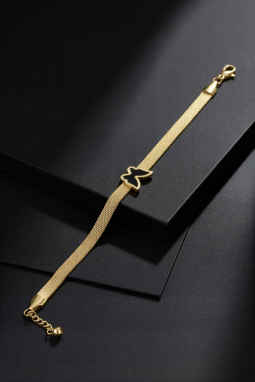 Eternal Heart Signature Bracelet – Shimmering Gold-Tone Love Charm