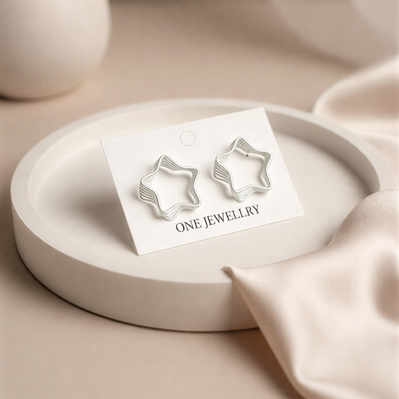 Celestial Multi-Layered Star Studs – Minimalist Architectural Statement Earrings