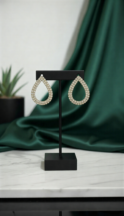 Noir Radiance Crystal Teardrop Hoops – Exquisite Midnight Statement Earrings
