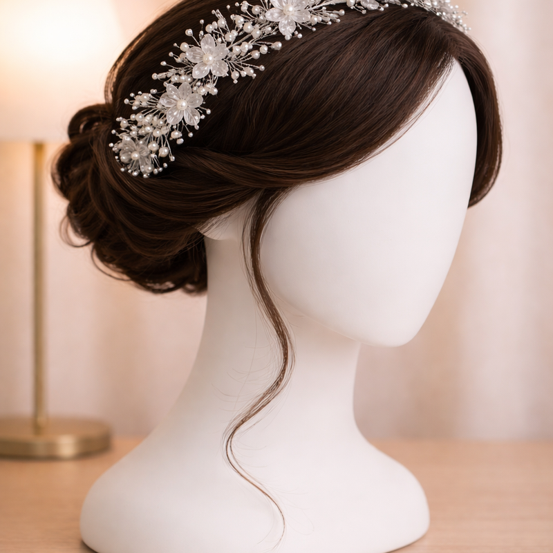 Elegant White Pearl Wedding Headband – Luxury Bridal Hair Accessory