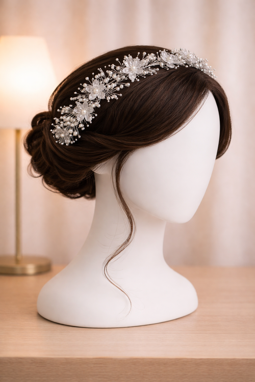 Elegant White Pearl Wedding Headband – Luxury Bridal Hair Accessory