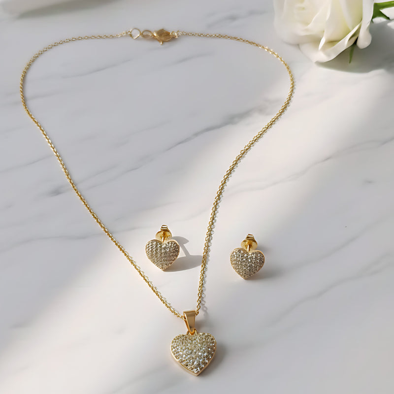 Eternal Love Heart Pendant & Earrings Set