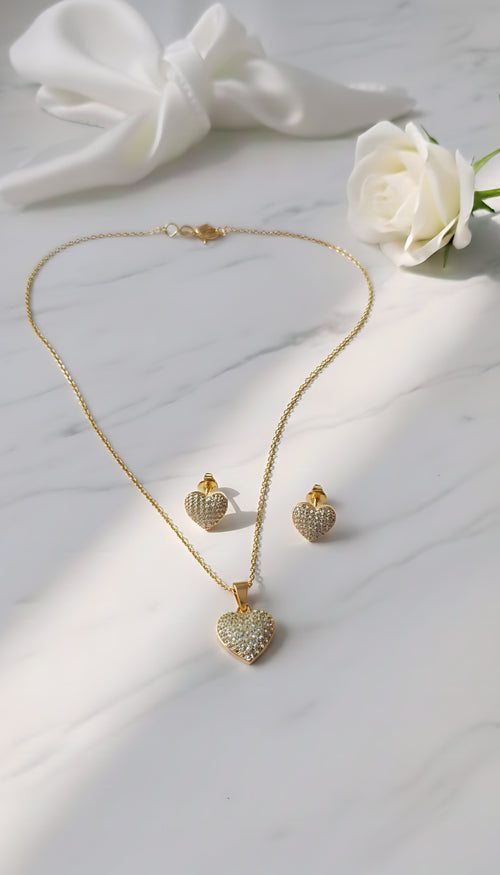 Eternal Love Heart Pendant & Earrings Set