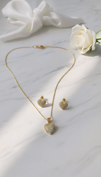 Eternal Love Heart Pendant & Earrings Set